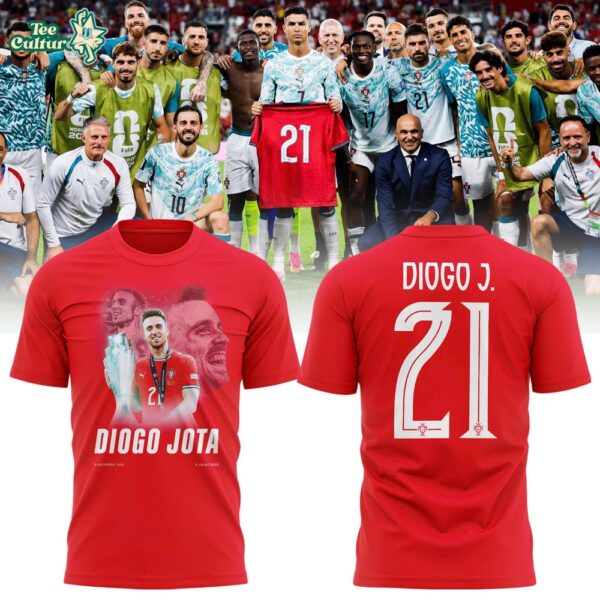 Diogo Jota No. 21 Portugal Memorial Red Cotton T-Shirt