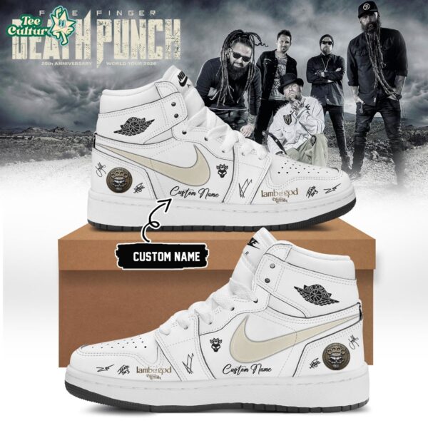 Five Finger Death Punch Hits Me Tour 2026 Signed Custom Air Jordan 1 Sneakers Ver2