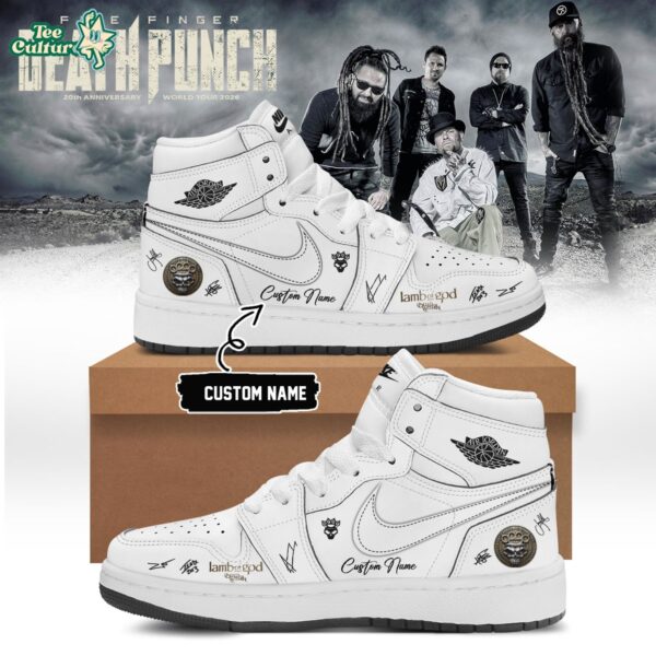 Five Finger Death Punch Hits Me Tour 2026 Signed Custom Air Jordan 1 Sneakers Ver5