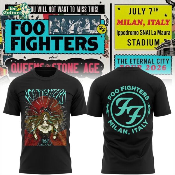 Foo Fighters I-Days Milano 2026 Concert Tour Limited Edition T-Shirt