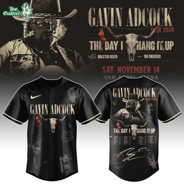 Gavin Adcock Steer Skull Distressed Fleece Baseball Jersey