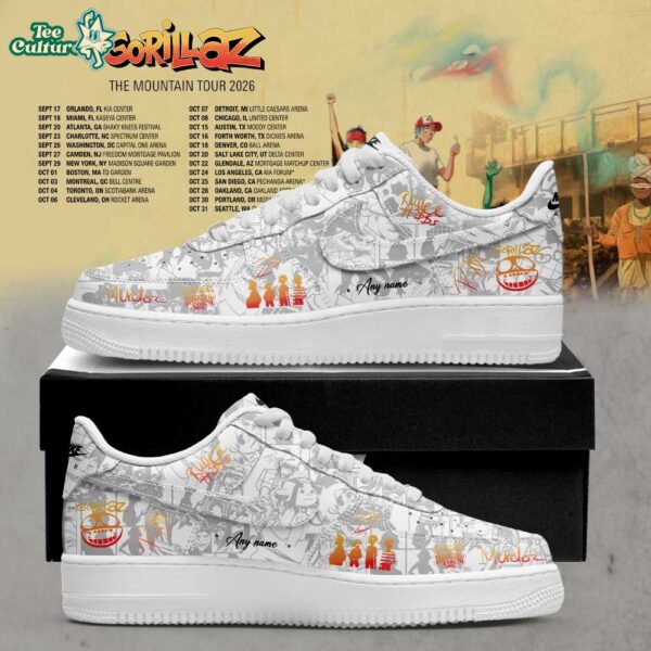 Gorillaz The Mountain Tour 2026-2027 Signature Custom Name Air Force 1 Shoes V4