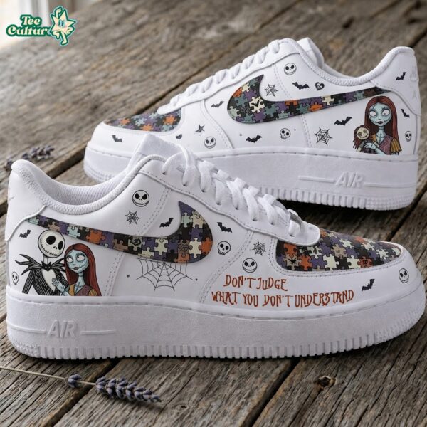 Jack Skellington and Sally Autism Puzzle Low Top Sneakers – Don't Judge What You Don't Understand