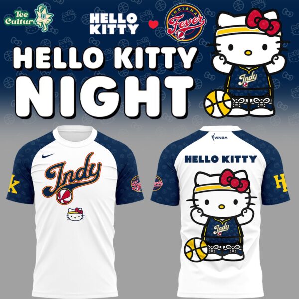 Limited Edition Indiana Fever x Hello Kitty Night White Blue Shirt