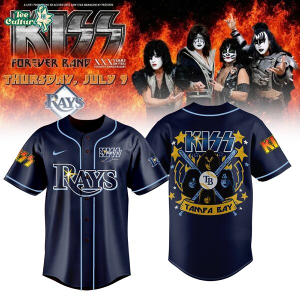 Limited Editon Rays x KISS Forever Band Tour 2026 Baseball Jersey