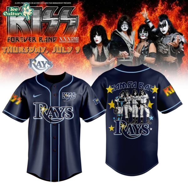 Limited Editon Rays x KISS Forever Band Tour 2026 Baseball Jersey