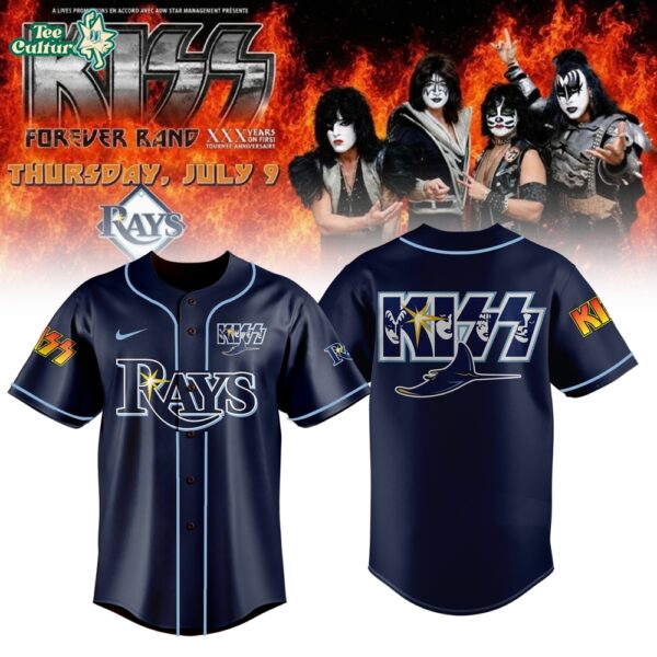 Limited Editon Rays x KISS Forever Band Tour 2026 Baseball Jersey