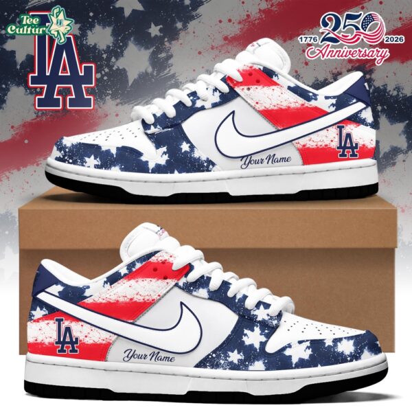 Los Angeles Dodgers United States Semiquincentennial 250th Anniversary Custom Dunk Sneakers