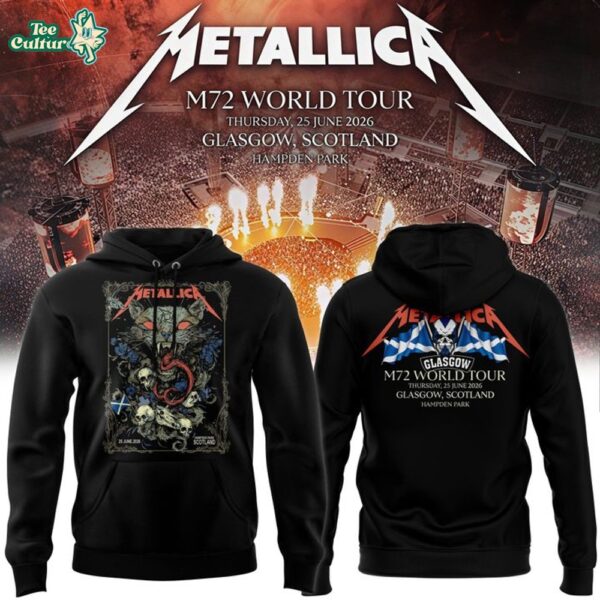 Metallica M72 World Tour Glasgow 2026 Special Black Hoodie