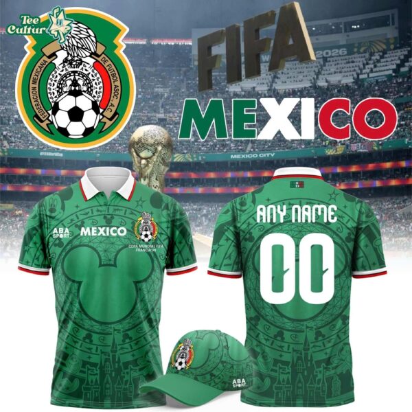 Mexico FIFA World Cup 2026 Disney Mickey Inspired Custom Polo Shirt - Personalized Name & Number