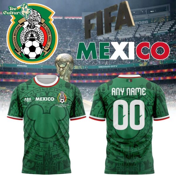 Mexico FIFA World Cup 2026 Disney Mickey Inspired Custom T-Shirt - Personalized Name & Number