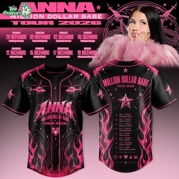 Million Dollar Babe Tour Black Pink Flame Baseball Jersey