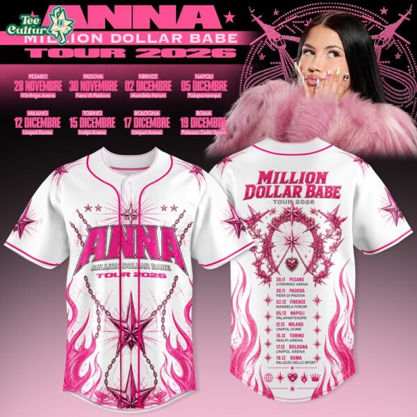 Million Dollar Babe Tour White Pink Flame Baseball Jersey