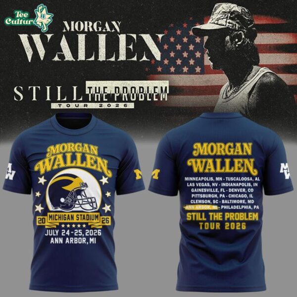 Morgan Wallen x Michigan Wolverines Big House Tour 2026 Blue T-Shirt