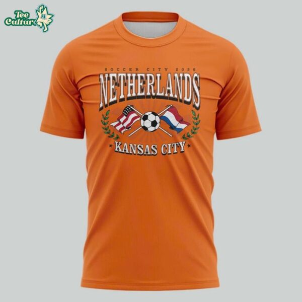 Netherlands Soccer City Heather Orange TShirt by Teesculture.com