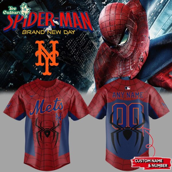 New York Mets Spider-Man 2026 Custom Name & Number Baseball Jersey