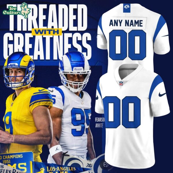 Nike Los Angeles Rams Fearsome White Game Jersey Personalized Football Fan Gift