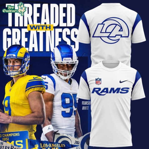 Nike Los Angeles Rams Fearsome White Short Sleeve Sports T-shirt - Royal Blue Trim