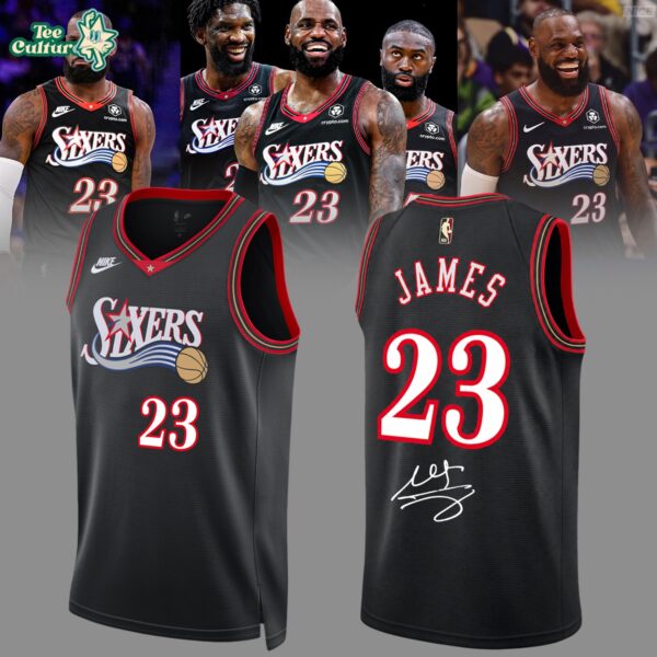 Philadelphia 76ers Lebron James Signed Jersey Black