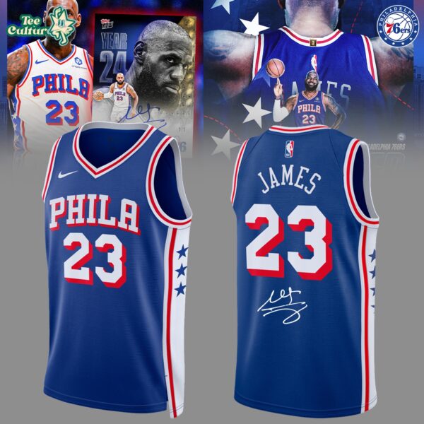 Philadelphia 76ers Lebron James Signed Jersey Blue