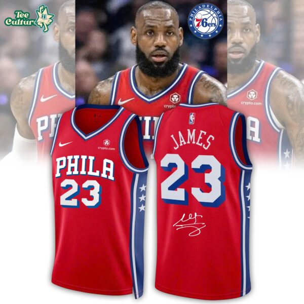 Philadelphia 76ers Lebron James Signed Jersey Red