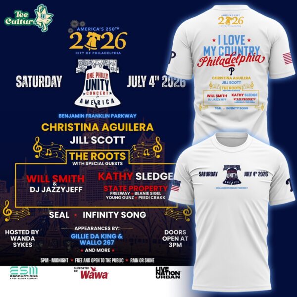Philadelphia Phillies Celebrate America’s 250th Birthday in Philadelphia 2026 White T-Shirt