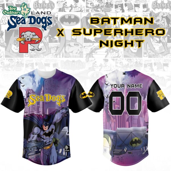 Portland Sea Dogs Superhero Night Batman Custom Baseball Jersey