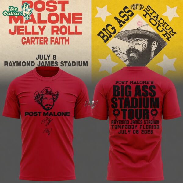 Post Malone x Tampa Bay Buccaneers Big Ass Stadium Tour 2026 Concert T-Shirt