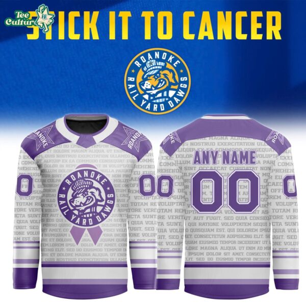 Roanoke Rail Yard Dawgs Stick It To Cancer Night 2026 Hockey Jersey