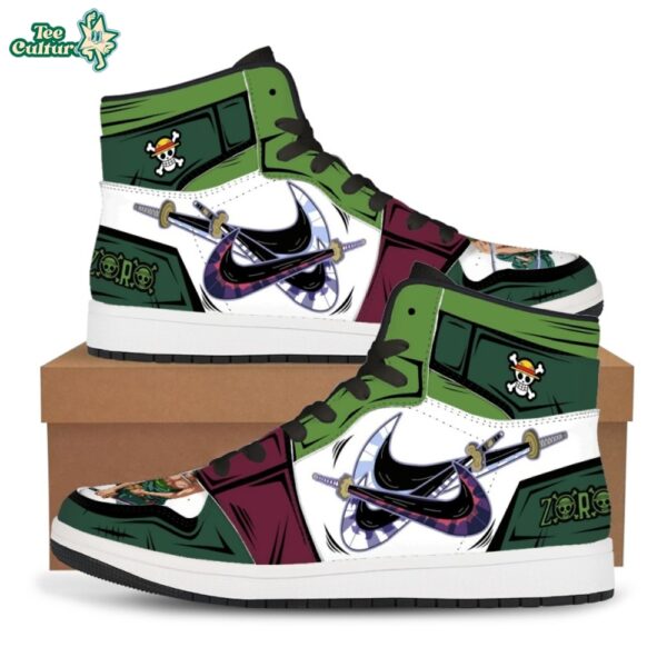Roronoa Zoro One Piece High Top PU Leather Sneakers Green White Anime Shoes Santoryu Edition