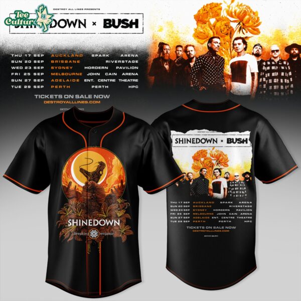 SHINEDOWN × BUSH Australia Tour Collection Baseball Jersey 2026