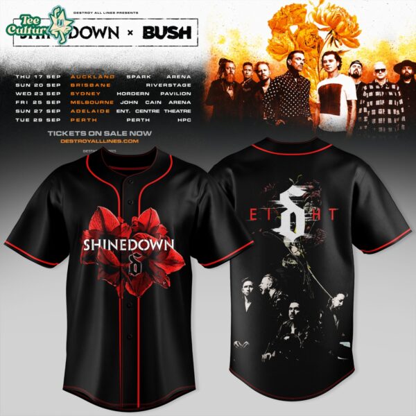 SHINEDOWN × BUSH Australia Tour Collection Baseball Jersey 2026 V2