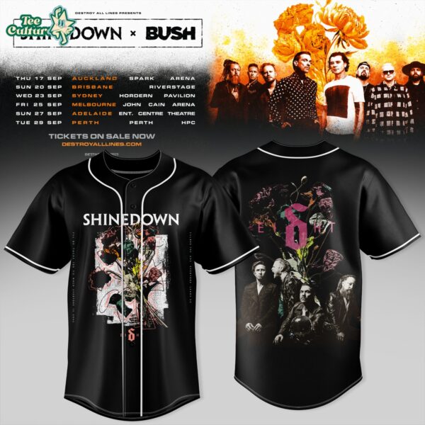 SHINEDOWN × BUSH Australia Tour Collection Baseball Jersey 2026 V3