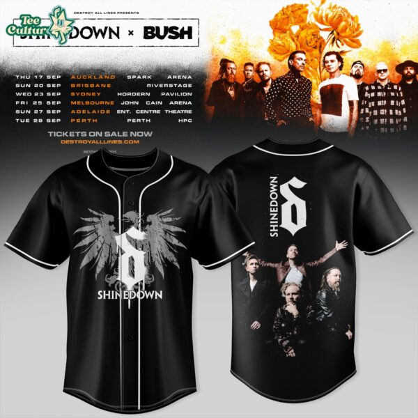 SHINEDOWN × BUSH Australia Tour Collection Baseball Jersey 2026 V4