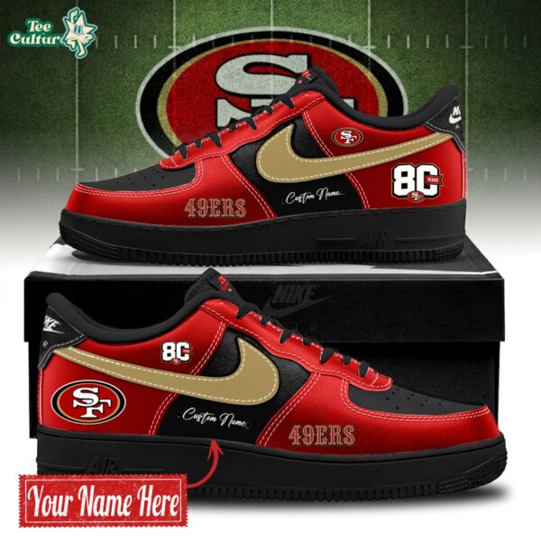 San Francisco 49ers Bold Black And Red 80th Limited Edition AF1 Sneakers