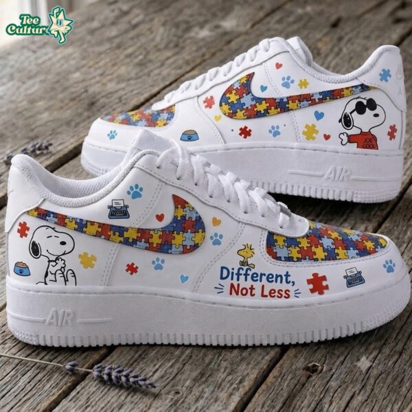 Snoopy Different, Not Less Autism Awareness Puzzle Low Top Sneakers