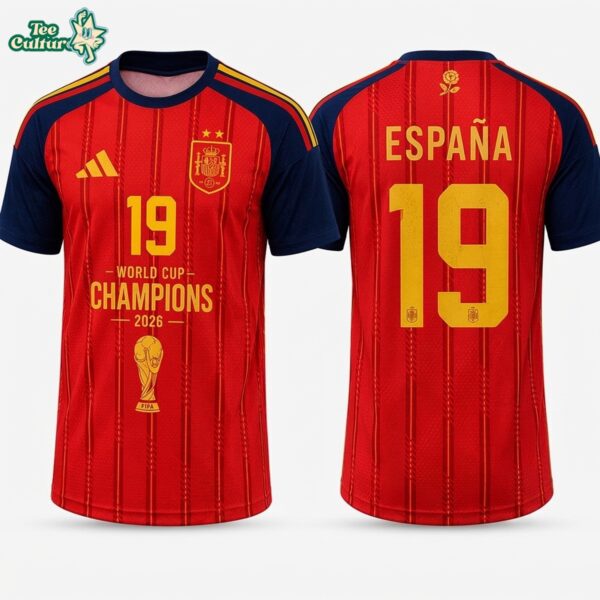 Spain Lamine Yamal FIFA World Cup 2026 Champions Jersey by Teesculture.com