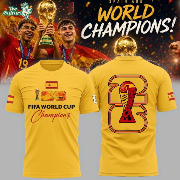 Spain National Football Team 2026 Wolrd Cup Champions Yellow Shirt