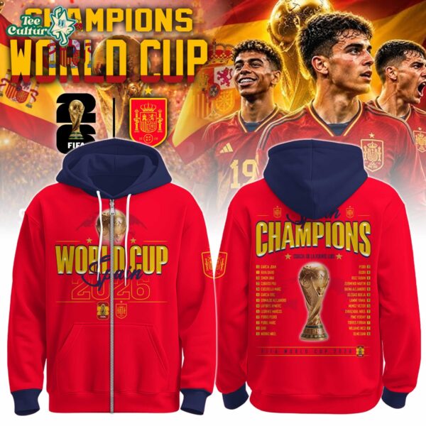 Spain Team World Cup Champions 2026 Limited Edition Zip Hoodie