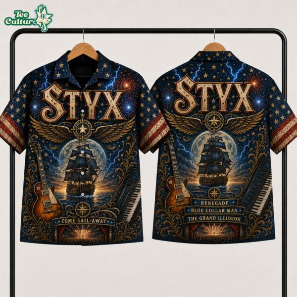 Styx Band Vintage Come Sail Away Sailing Ship Hawaiian Shirt by Teesculture.com