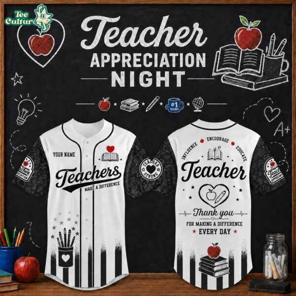 Teacher Appreciation Night 2026 Custom Name 3D Baseball Jersey Thank You Teacher Educator Appreciation Gift Jersey