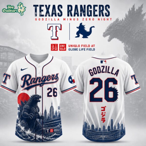 Texas Rangers x Godzilla Minus Zero Night 2026 Custom Name Number Baseball Jersey