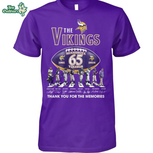 The Beatles Abbey Road Minnesota Vikings 65th Anniversary Graphic T-Shirt