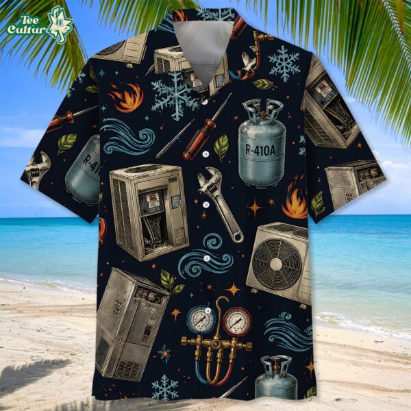 Vintage Hvac Technician Hawaiian Shirt by Teesculture.com