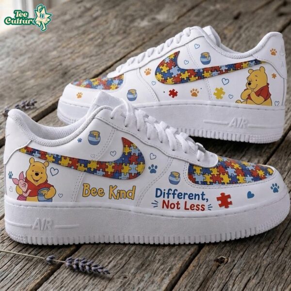 Winnie the Pooh Bee Kind Different, Not Less Autism Awareness Low Top Sneakers