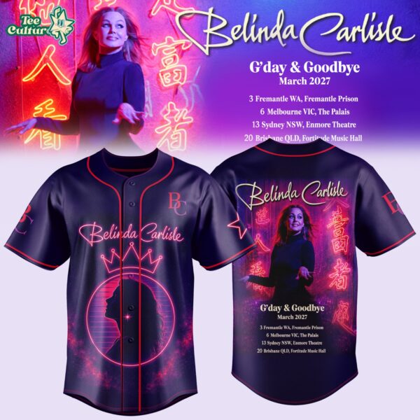 Belinda Carlisle G'day & Goodbye Australia Tour Baseball Jersey Limited Edition Ver2