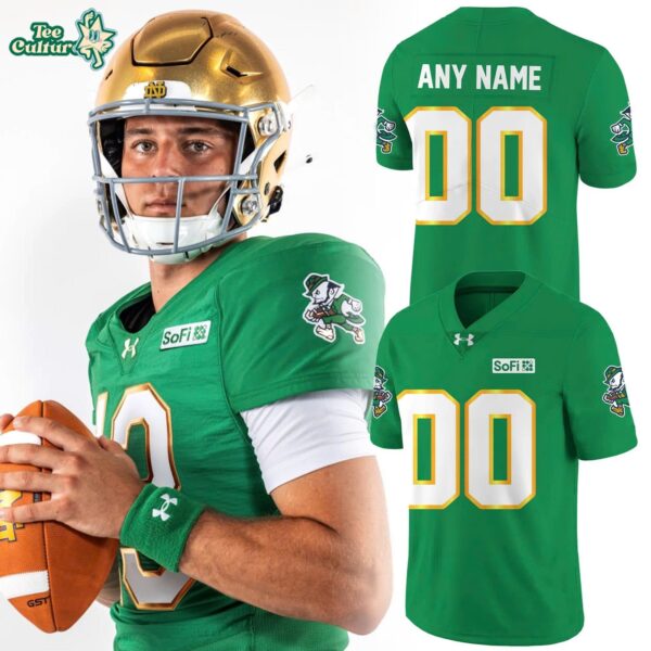 Custom Notre Dame Fighting Irish Green Football Jersey - Personalized NCAA College Fan Jersey