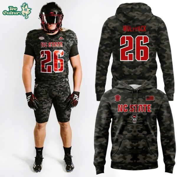NC State Wolfpack 2026 Football Camo USA Hoodie