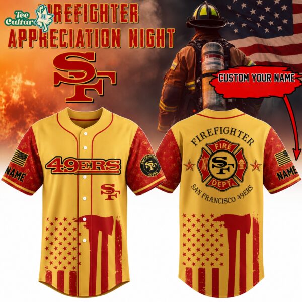 San Francisco 49ers x Firefighter Appreciation Night 2026 Special Edition 3D Baseball Jersey