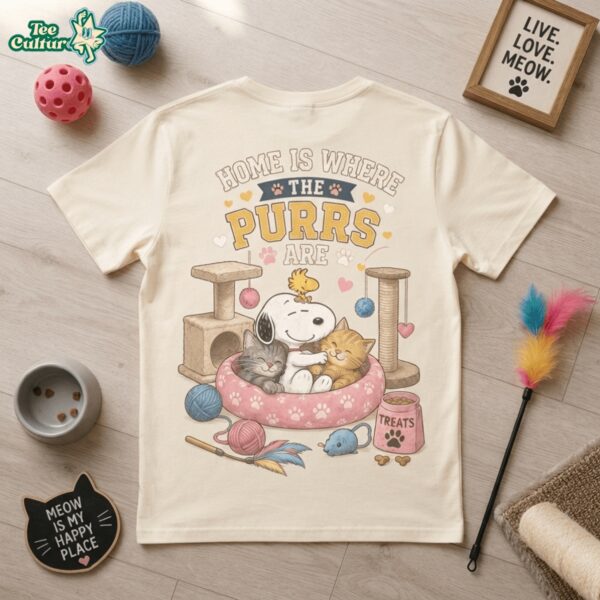 Snoopy Cat Lover Home Is Where The Purrs Are 3D All Over Print Shirt Ver3